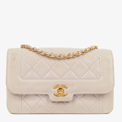 Chanel Diana Vintage Medium Flap Tasche aus gestepptem Lammleder mit 24K vergoldeter Hardware