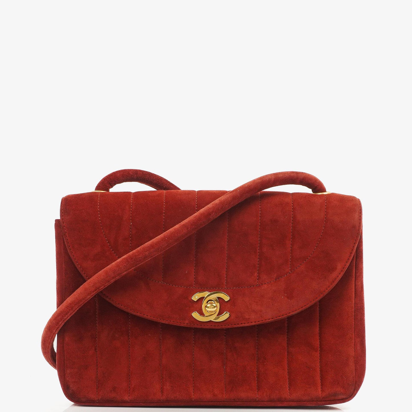 Chanel Diana Vertikale Gequiltete Single Flap Bag Weinrot Wildleder 24K Vergoldete Hardware
