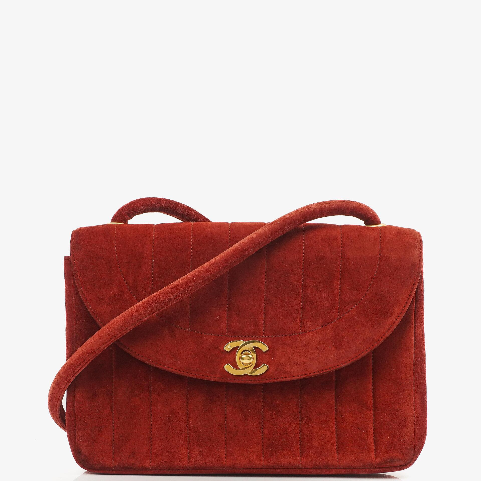 Chanel Diana Vertikale Gequiltete Single Flap Bag Weinrot Wildleder 24K Vergoldete Hardware