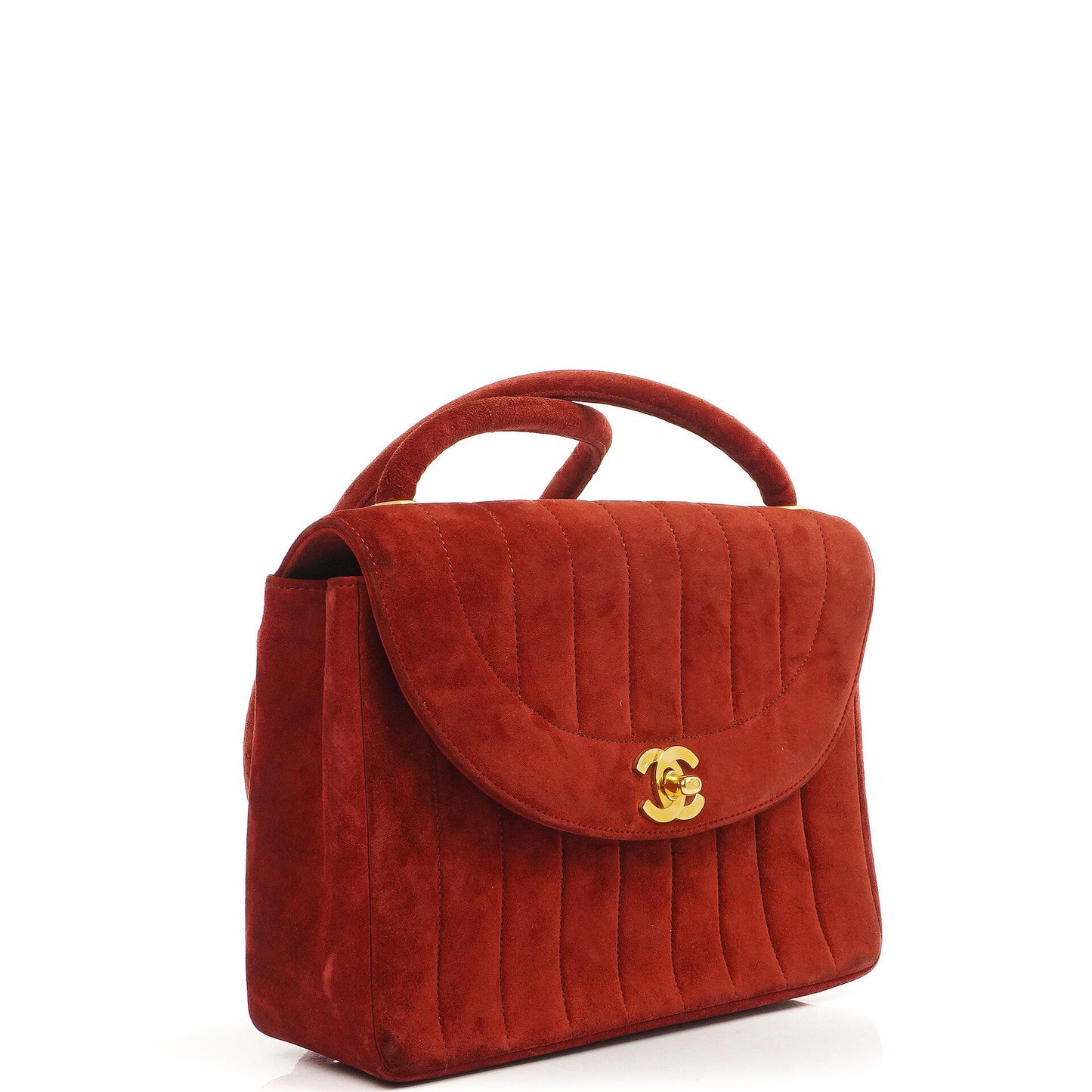 Chanel Diana Vertikale Gequiltete Single Flap Bag Weinrot Wildleder 24K Vergoldete Hardware