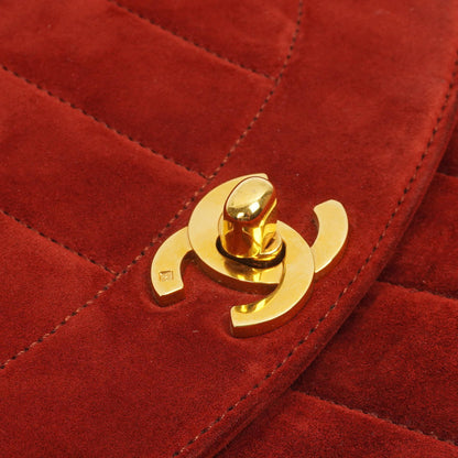 Chanel Diana Vertikale Gequiltete Single Flap Bag Weinrot Wildleder 24K Vergoldete Hardware