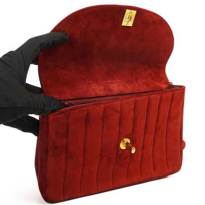 Chanel Diana Vertikale Gequiltete Single Flap Bag Weinrot Wildleder 24K Vergoldete Hardware