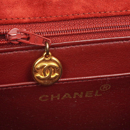 Chanel Diana Vertikale Gequiltete Single Flap Bag Weinrot Wildleder 24K Vergoldete Hardware