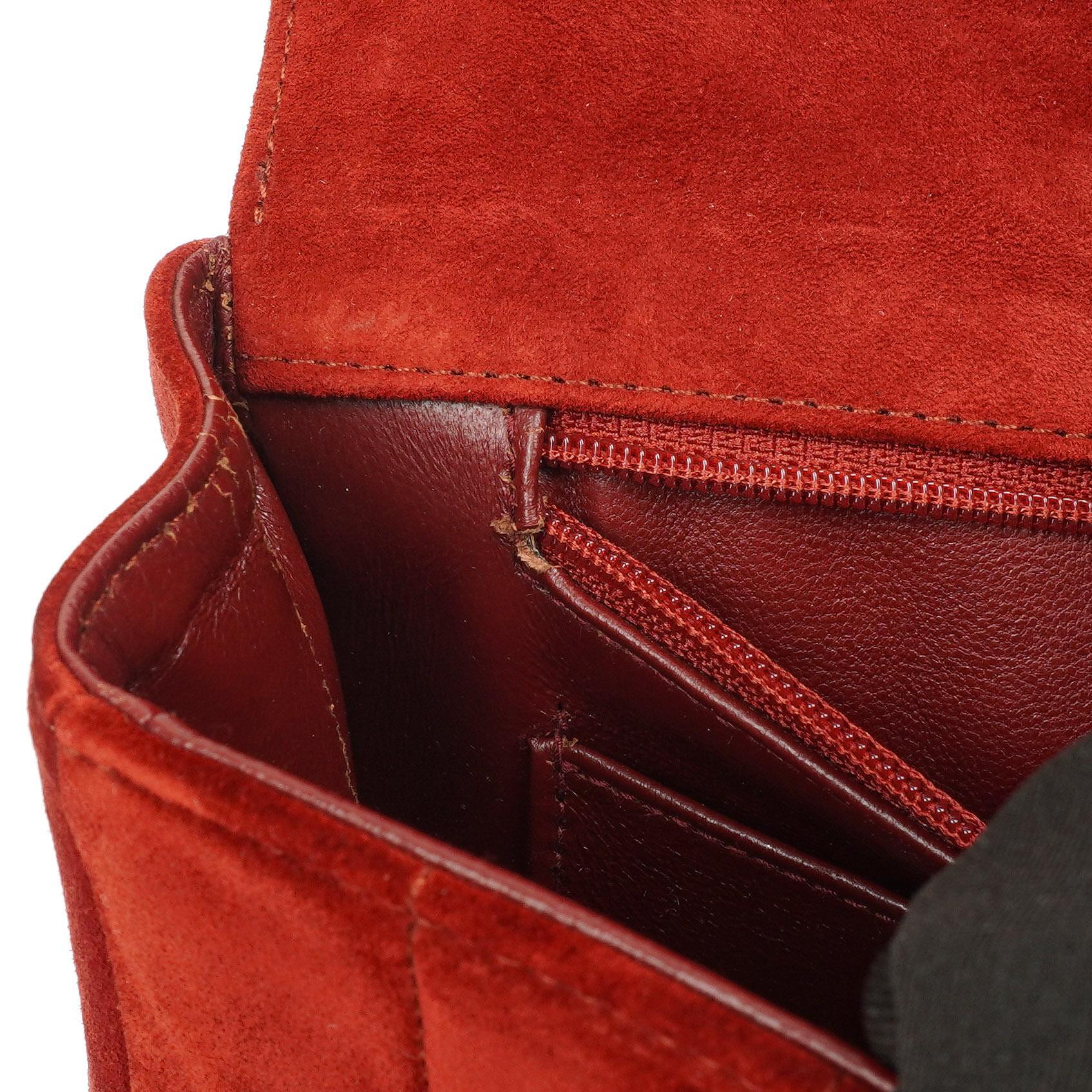 Chanel Diana Vertikale Gequiltete Single Flap Bag Weinrot Wildleder 24K Vergoldete Hardware