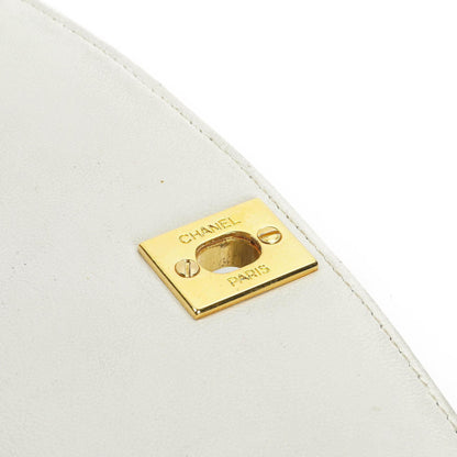 Chanel Diana Vintage Medium Flap Tasche aus weißem gestepptem Lammleder mit 24K vergoldeter Hardware