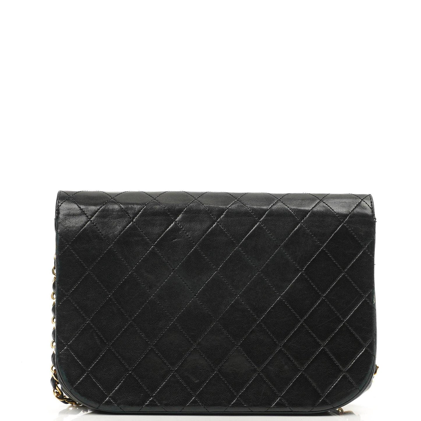 Chanel Double Flap Halbmond Schwarz Lammleder Mit 24K Vergoldeten Beschlägen