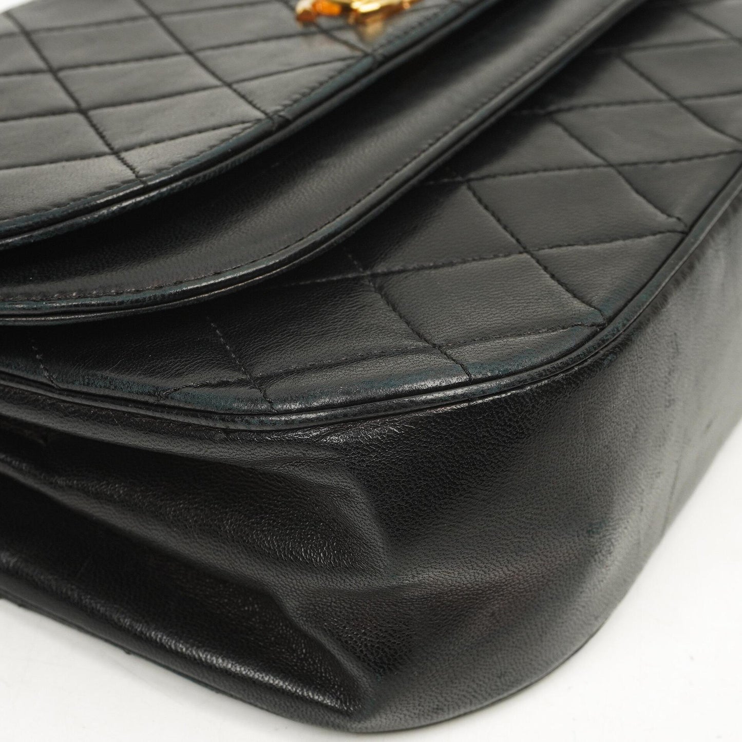 Chanel Double Flap Halbmond Schwarz Lammleder Mit 24K Vergoldeten Beschlägen