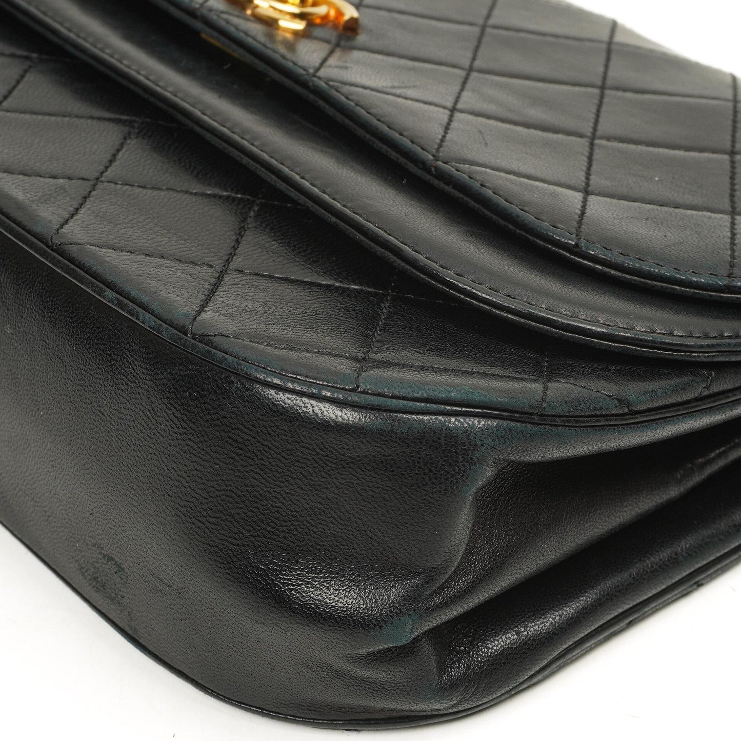 Chanel Double Flap Halbmond Schwarz Lammleder Mit 24K Vergoldeten Beschlägen