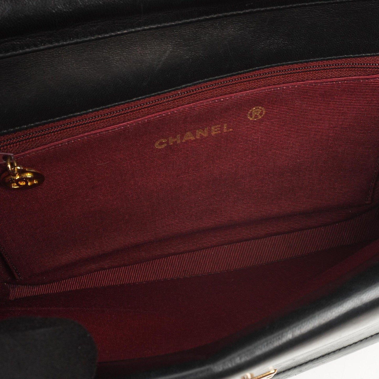 Chanel Double Flap Halbmond Schwarz Lammleder Mit 24K Vergoldeten Beschlägen