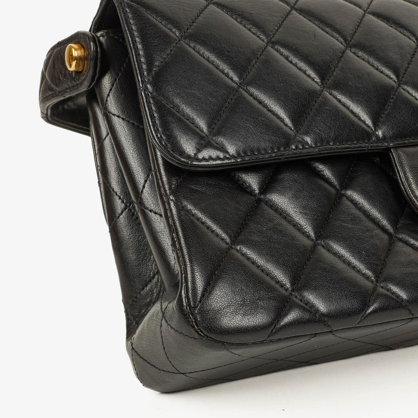 Chanel Wendedesign Clutch aus schwarzem Lammleder mit 24K-vergoldeten Beschlägen