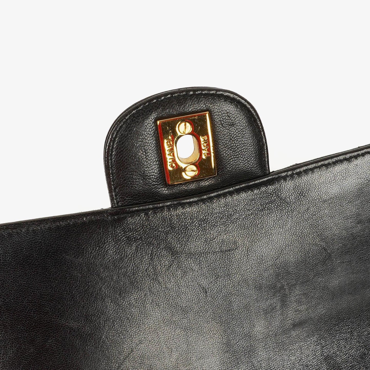 Chanel Wendedesign Clutch aus schwarzem Lammleder mit 24K-vergoldeten Beschlägen