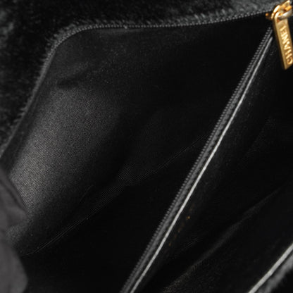 Chanel East West Flap Bag aus Ponyhaar Samt Schokoladenriegel mit goldfarbener Hardware