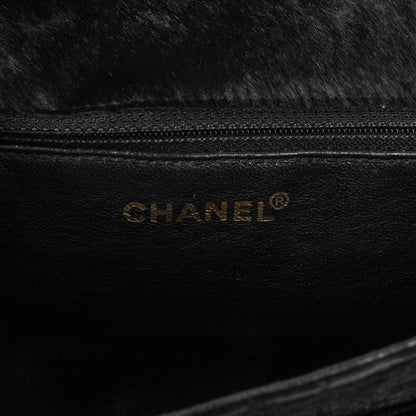 Chanel East West Flap Bag aus Ponyhaar Samt Schokoladenriegel mit goldfarbener Hardware