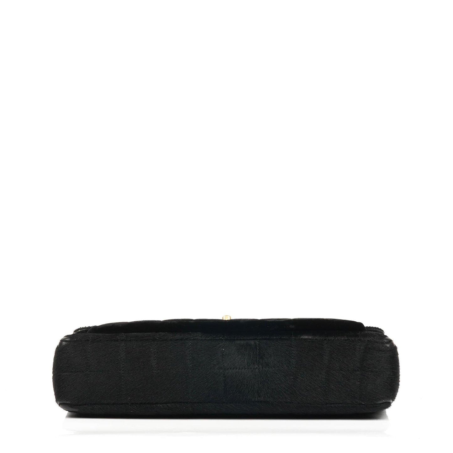 Chanel East West Flap Bag aus Ponyhaar Samt Schokoladenriegel mit goldfarbener Hardware