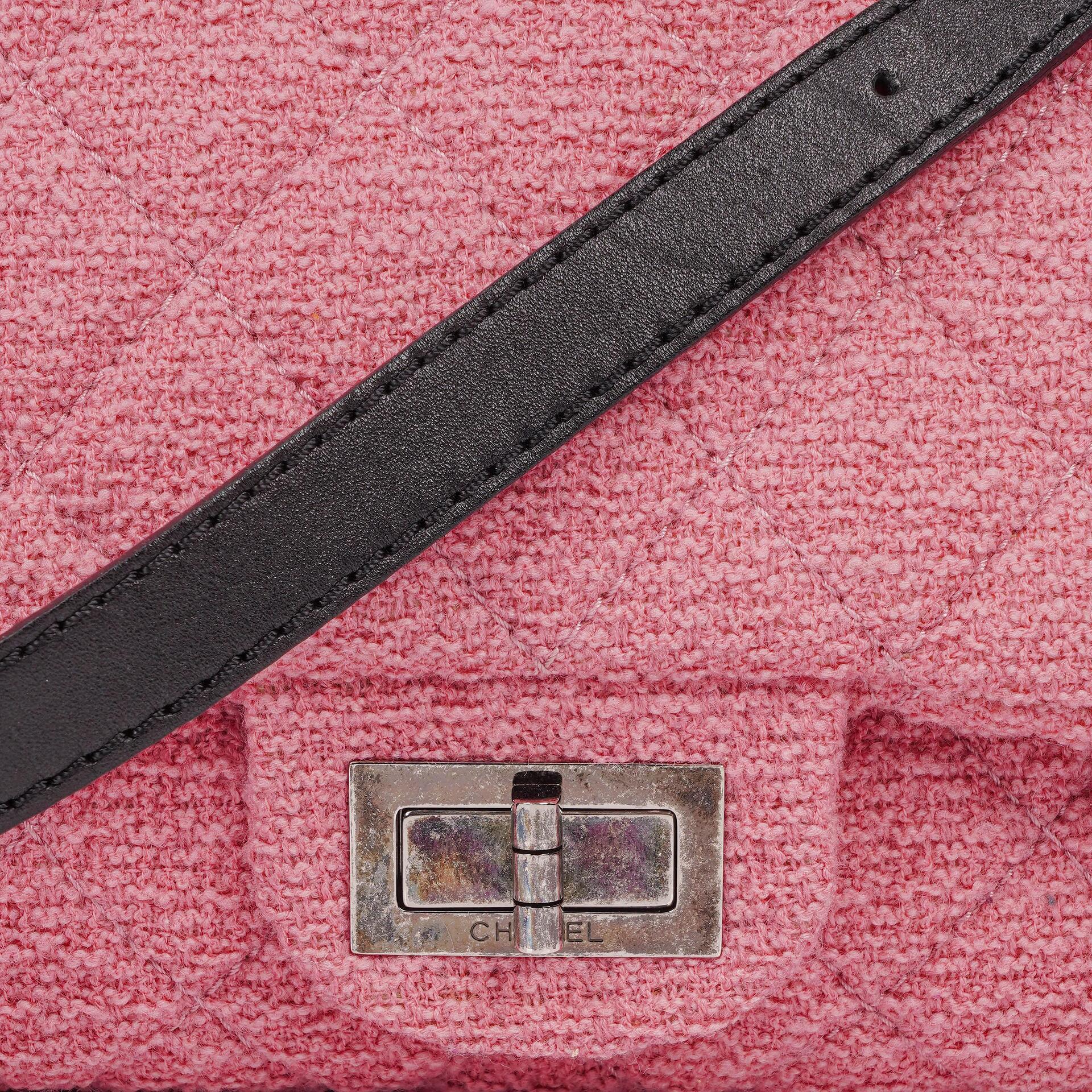 Chanel Easy Tweed Jumbo Pink 2.55 Reissue Messenger Flap Bag