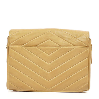 Chanel Envelope Beige Chevron Gesteppt Crossbody Tasche Mit 24K Vergoldeten Beschlägen