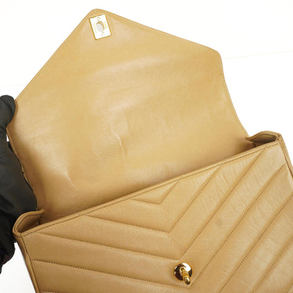 Chanel Envelope Beige Chevron Gesteppt Crossbody Tasche Mit 24K Vergoldeten Beschlägen