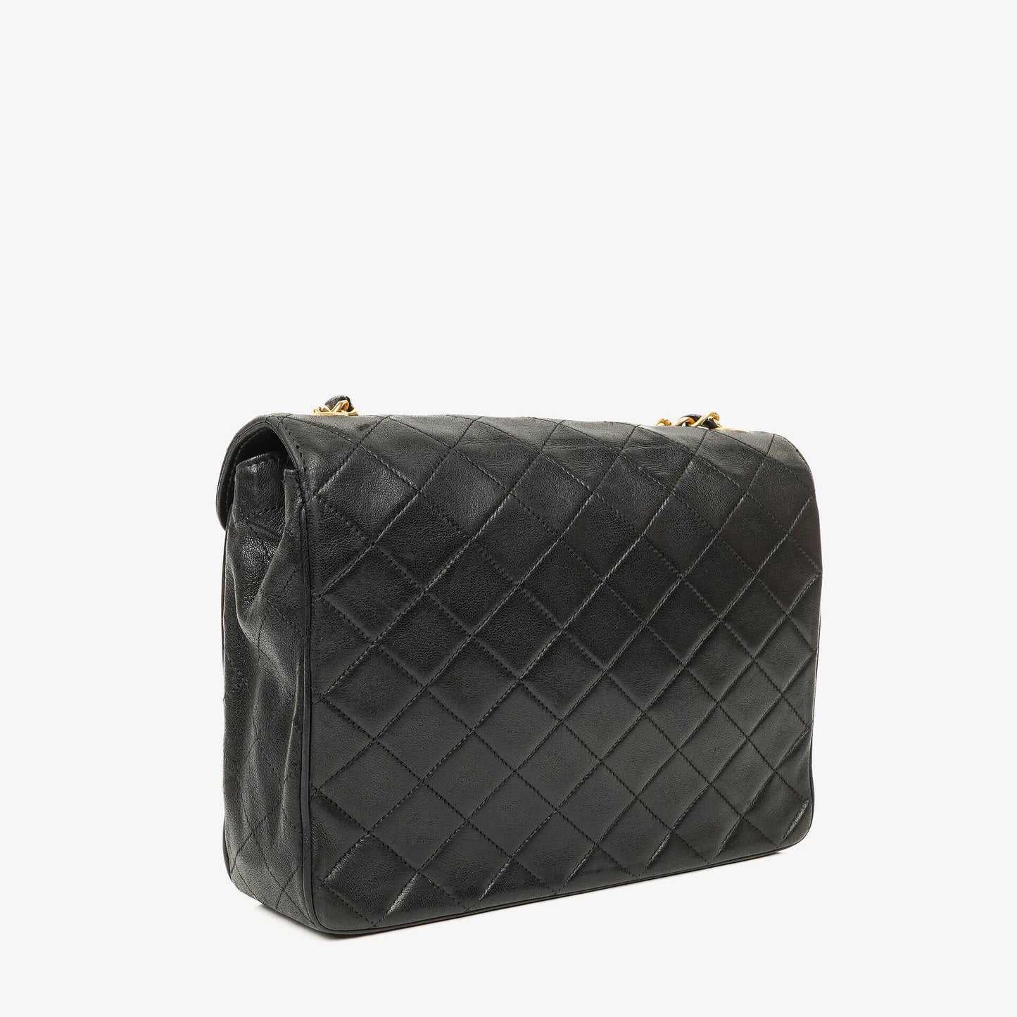 Chanel Envelope Flap Tasche Schwarz Gepolstertes Lammleder mit 24K Vergoldeten Beschlägen