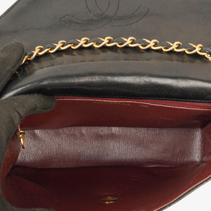 Chanel Envelope Flap Tasche Schwarz Gepolstertes Lammleder mit 24K Vergoldeten Beschlägen