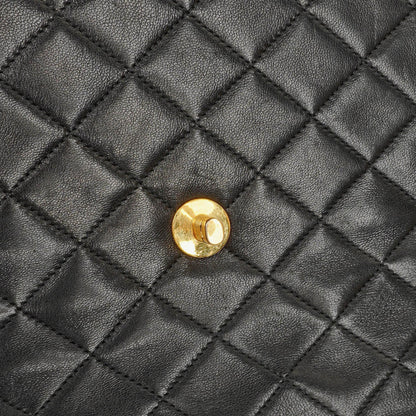 Chanel Envelope Flap Tasche Schwarz Gepolstertes Lammleder mit 24K Vergoldeten Beschlägen