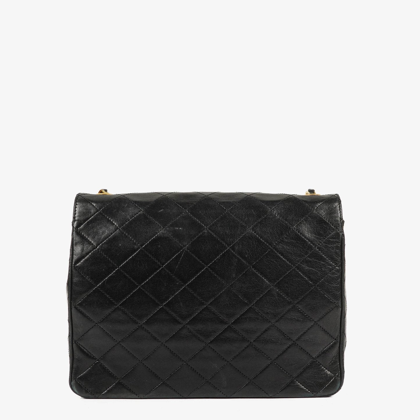 Chanel Envelope Flap Tasche aus schwarzem gestepptem Lammleder mit 24K vergoldeten Beschlägen