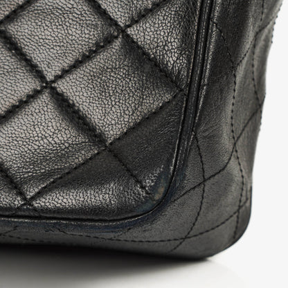 Chanel Envelope Flap Tasche aus schwarzem gestepptem Lammleder mit 24K vergoldeten Beschlägen