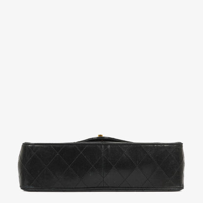 Chanel Envelope Flap Tasche aus schwarzem gestepptem Lammleder mit 24K vergoldeten Beschlägen