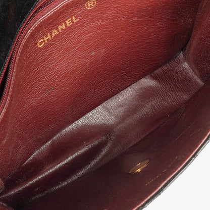 Chanel Envelope Flap Tasche aus schwarzem gestepptem Lammleder mit 24K vergoldeten Beschlägen