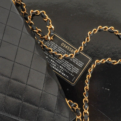 Chanel Envelope Flap Tasche aus schwarzem gestepptem Lammleder mit 24K vergoldeten Beschlägen