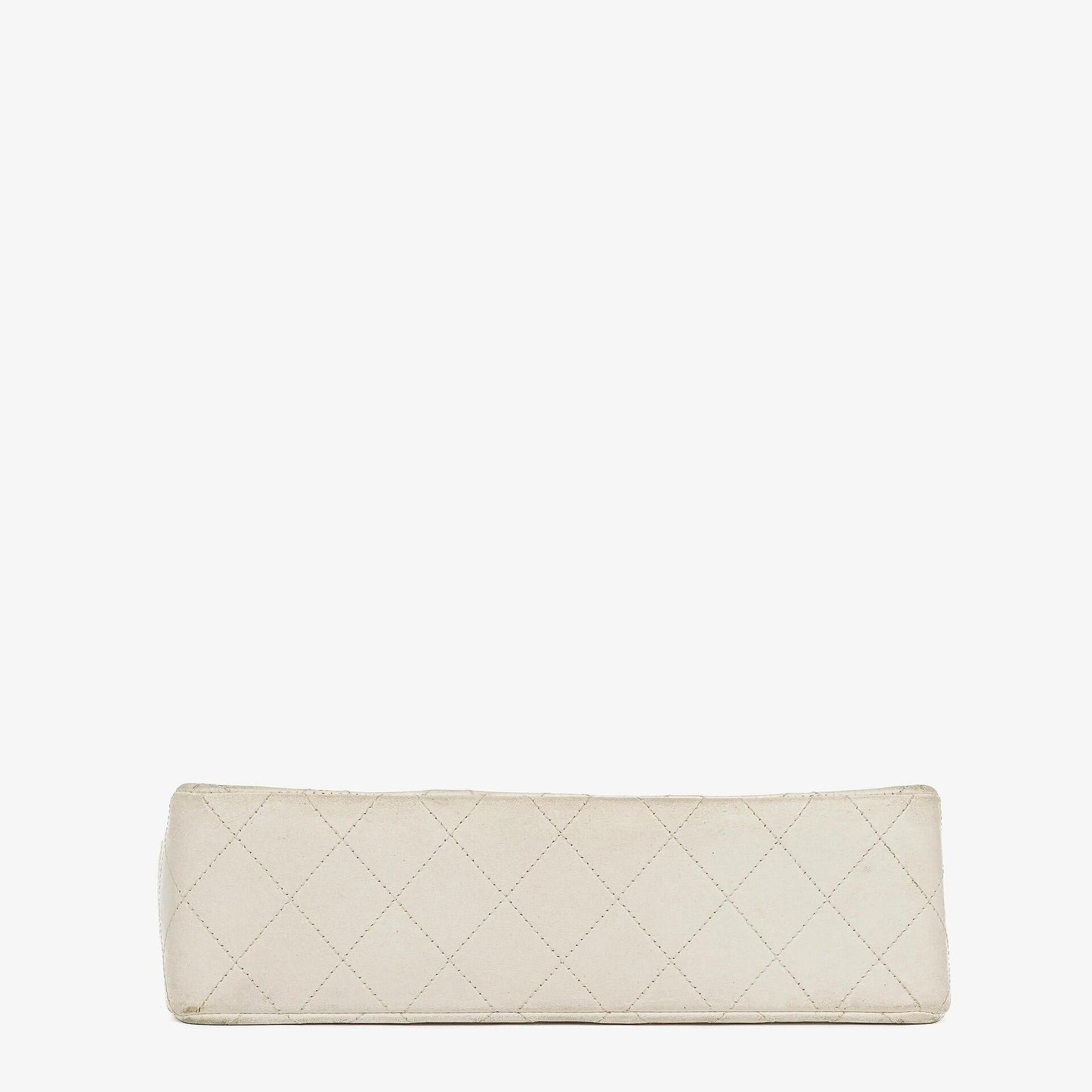Chanel Umschlagklappe Tasche Weiß Gesteppt Lammleder mit 24K Vergoldeter Hardware