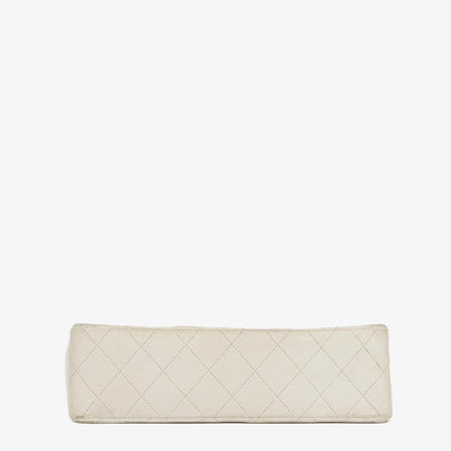 Chanel Umschlagklappe Tasche Weiß Gesteppt Lammleder mit 24K Vergoldeter Hardware