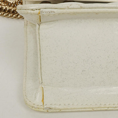 Chanel Evening Star East West Flap Bag aus weißem gestepptem Patentleder