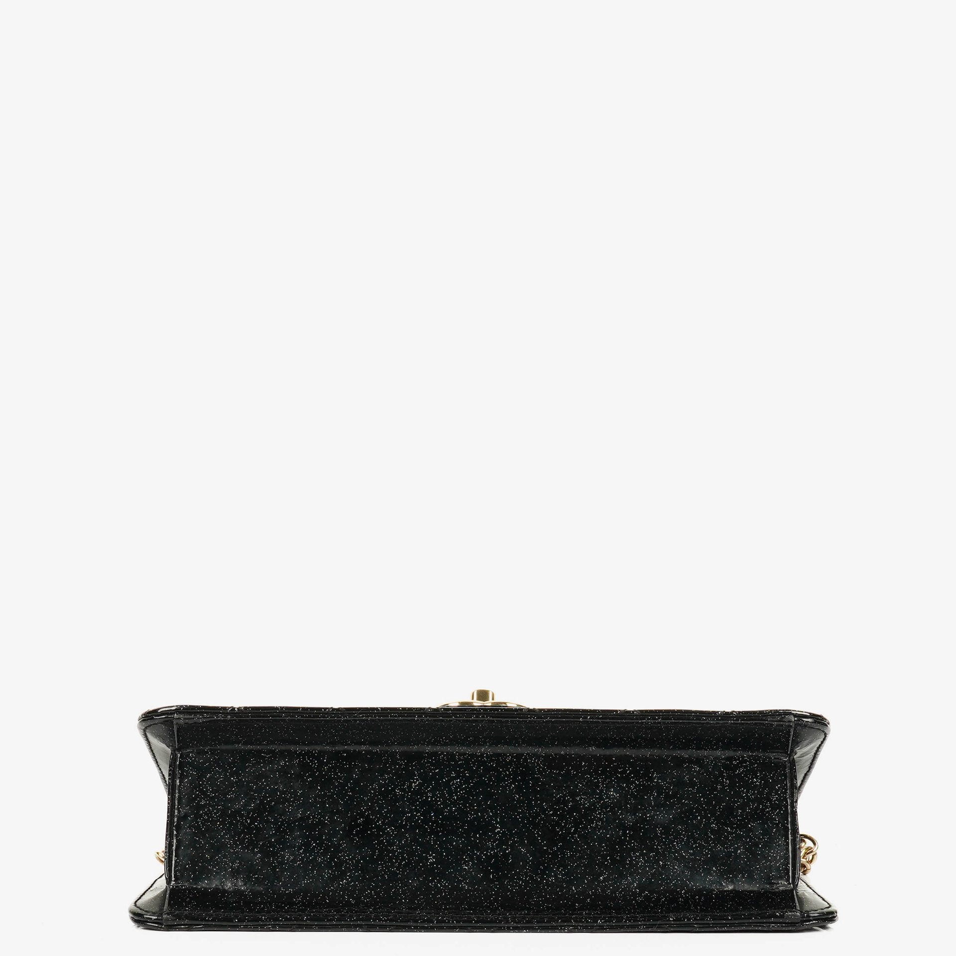 Chanel Evening Star East West Flap Bag aus gestepptem Glitzer-Lackleder