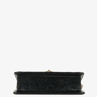 Chanel Evening Star East West Flap Bag aus gestepptem Glitzer-Lackleder