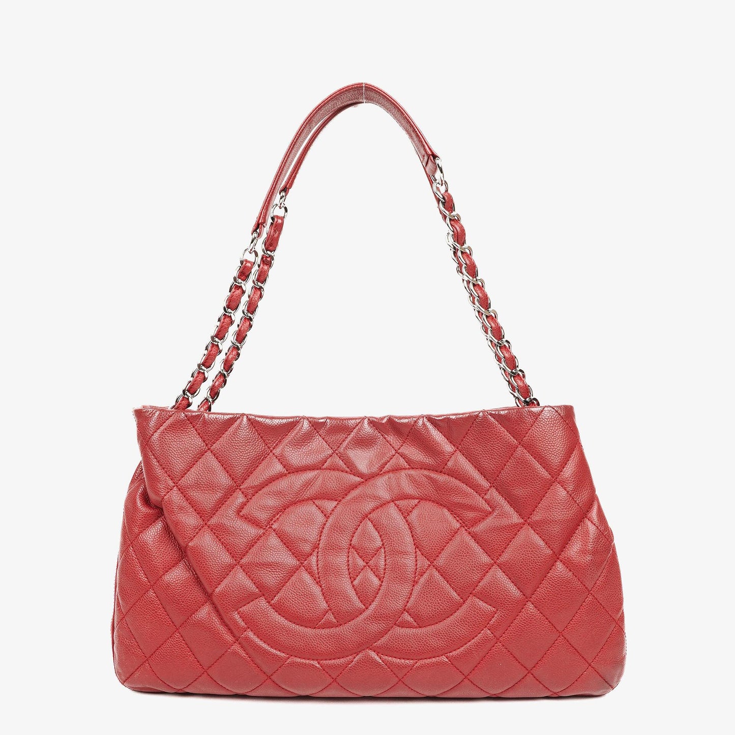 CHANEL Erweiterbare Schultertasche aus gestepptem Caviar-Leder mit Reißverschluss