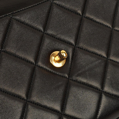 Chanel Flap Tasche Schwarz Gestepptes Lammleder Mit Ketten-Topgriff Und 24K Vergoldeten Beschlägen 1994-1996