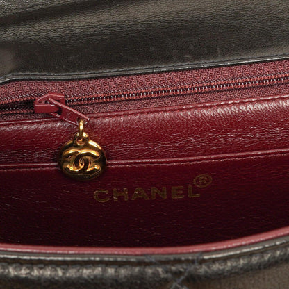 Chanel Flap Tasche Schwarz Gestepptes Lammleder Mit Ketten-Topgriff Und 24K Vergoldeten Beschlägen 1994-1996