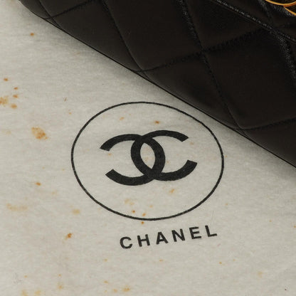 Chanel Flap Tasche Schwarz Gestepptes Lammleder Mit Ketten-Topgriff Und 24K Vergoldeten Beschlägen 1994-1996