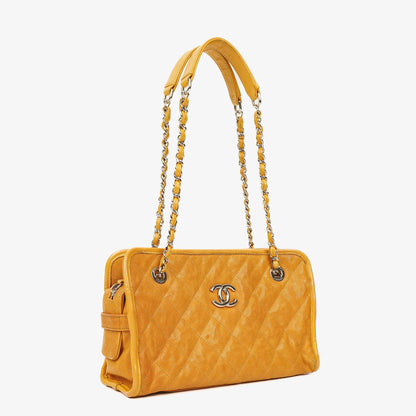 Chanel French Riviera Einkaufstasche aus ockerfarbenem gestepptem Kaviarleder