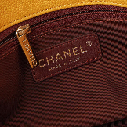 Chanel French Riviera Einkaufstasche aus ockerfarbenem gestepptem Kaviarleder