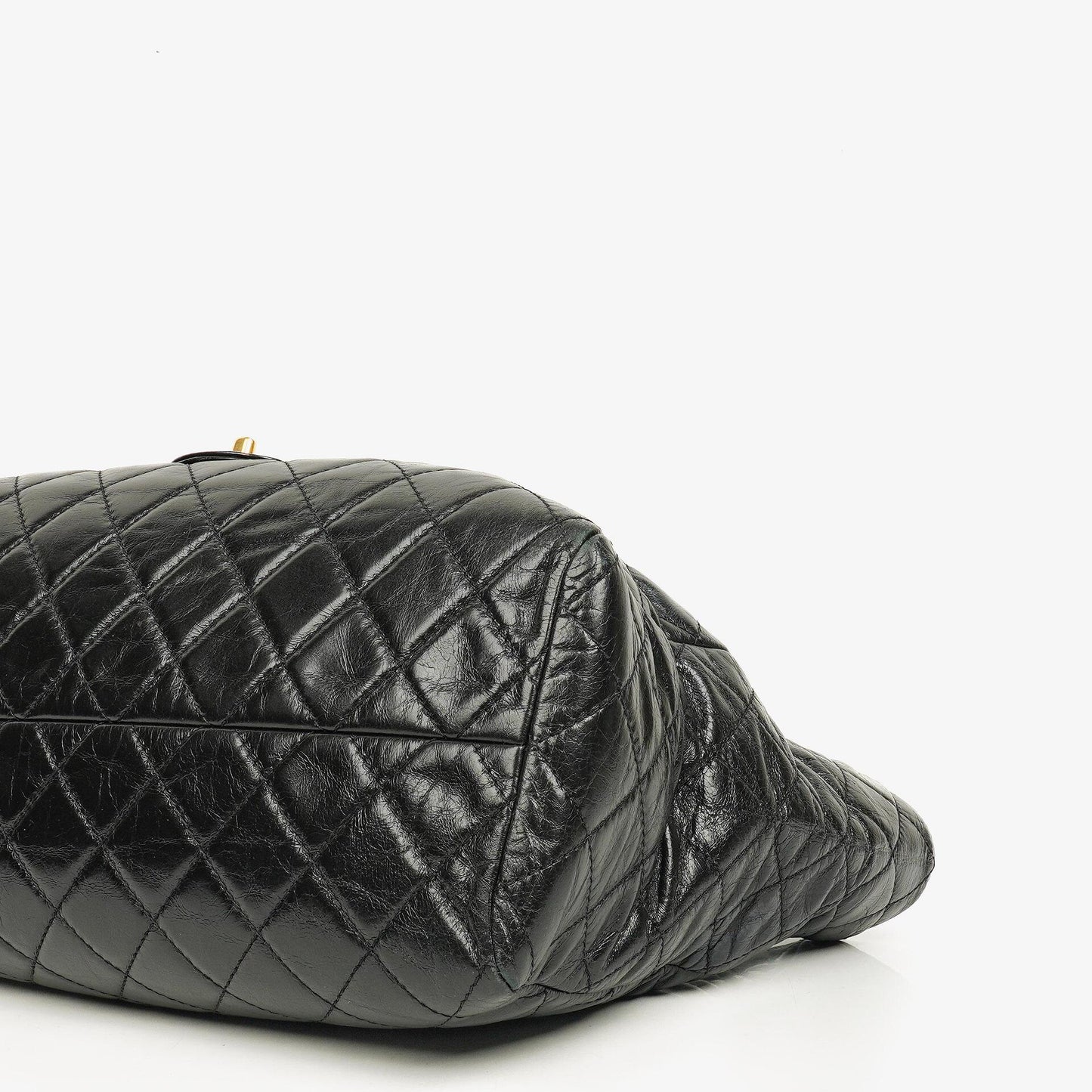 Chanel Große Tote Tasche mit Fronttasche aus glänzendem gestepptem Kalbsleder mit goldfarbenen Beschlägen 2014/2015