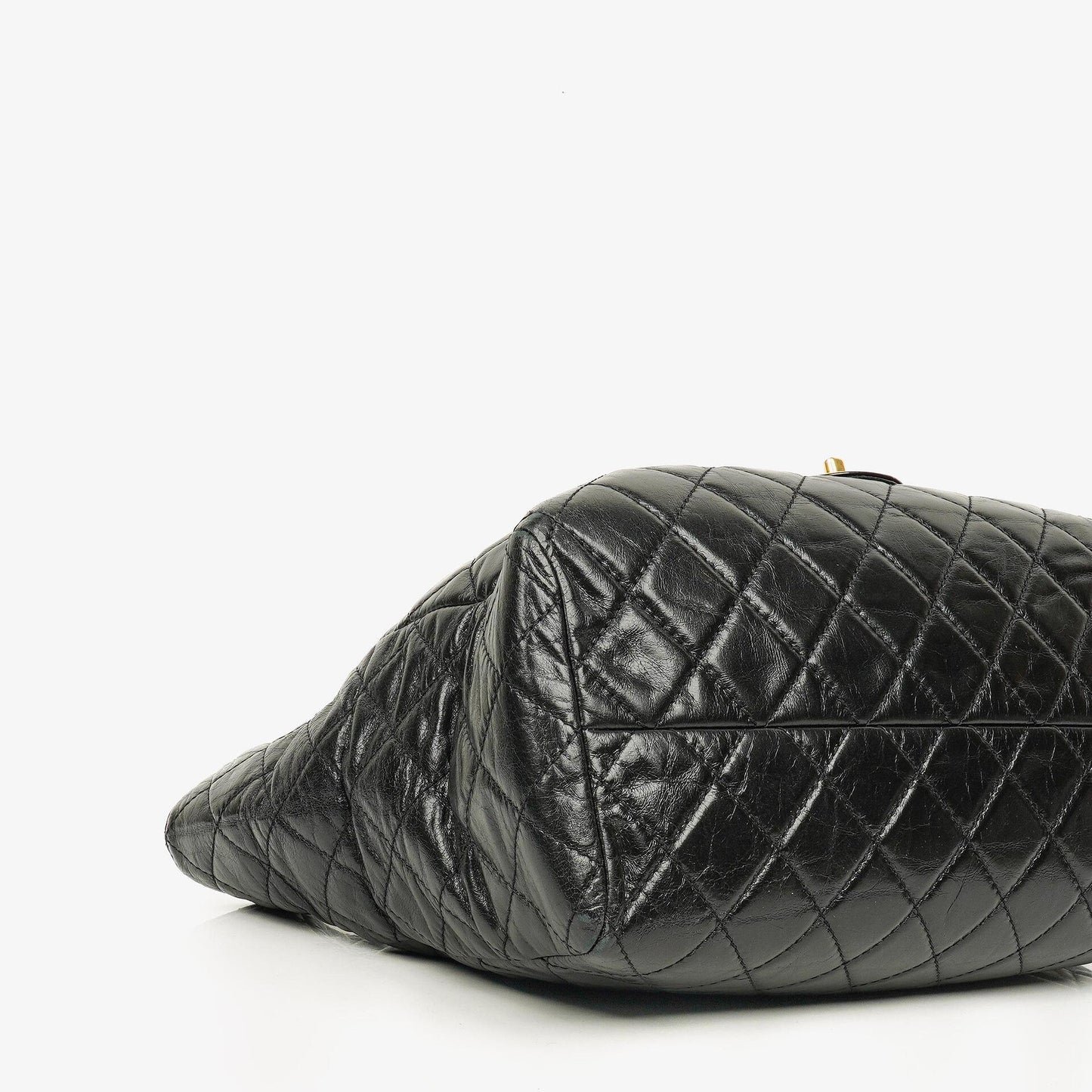 Chanel Große Tote Tasche mit Fronttasche aus glänzendem gestepptem Kalbsleder mit goldfarbenen Beschlägen 2014/2015