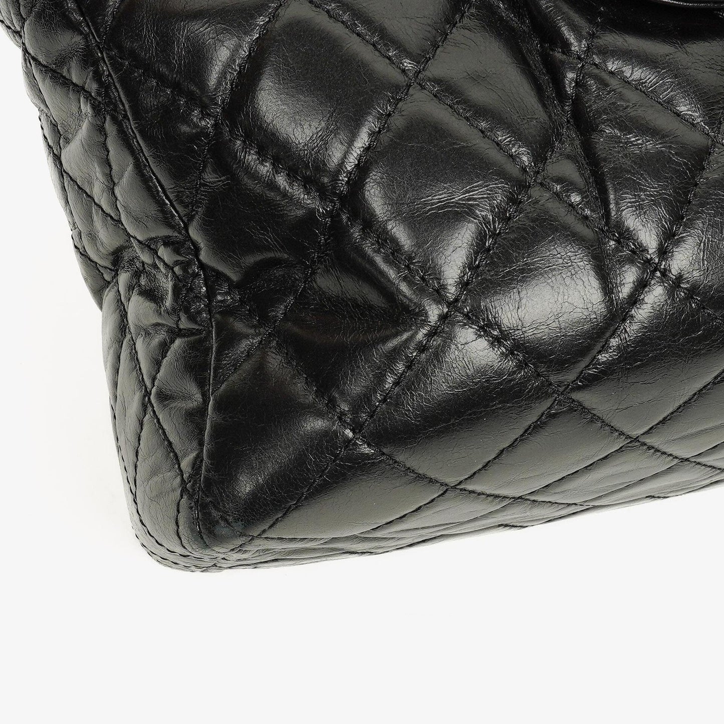 Chanel Große Tote Tasche mit Fronttasche aus glänzendem gestepptem Kalbsleder mit goldfarbenen Beschlägen 2014/2015