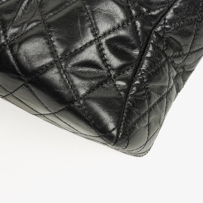 Chanel Große Tote Tasche mit Fronttasche aus glänzendem gestepptem Kalbsleder mit goldfarbenen Beschlägen 2014/2015