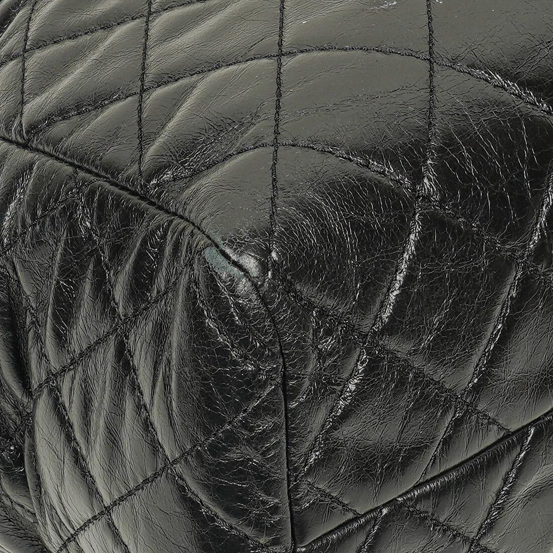 Chanel Große Tote Tasche mit Fronttasche aus glänzendem gestepptem Kalbsleder mit goldfarbenen Beschlägen 2014/2015