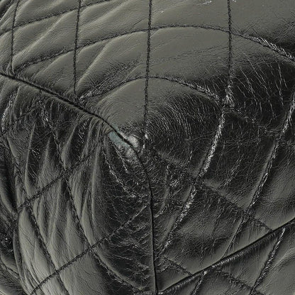Chanel Große Tote Tasche mit Fronttasche aus glänzendem gestepptem Kalbsleder mit goldfarbenen Beschlägen 2014/2015