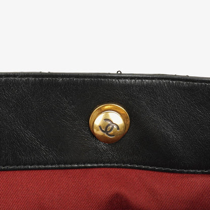 Chanel Große Tote Tasche mit Fronttasche aus glänzendem gestepptem Kalbsleder mit goldfarbenen Beschlägen 2014/2015
