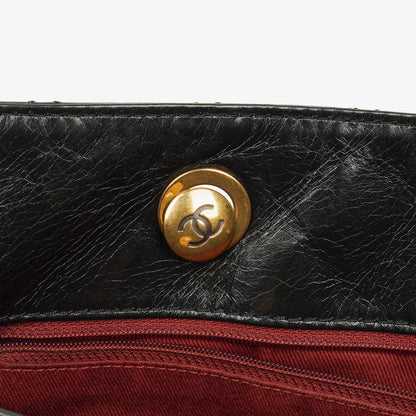 Chanel Große Tote Tasche mit Fronttasche aus glänzendem gestepptem Kalbsleder mit goldfarbenen Beschlägen 2014/2015