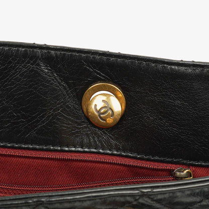 Chanel Große Tote Tasche mit Fronttasche aus glänzendem gestepptem Kalbsleder mit goldfarbenen Beschlägen 2014/2015