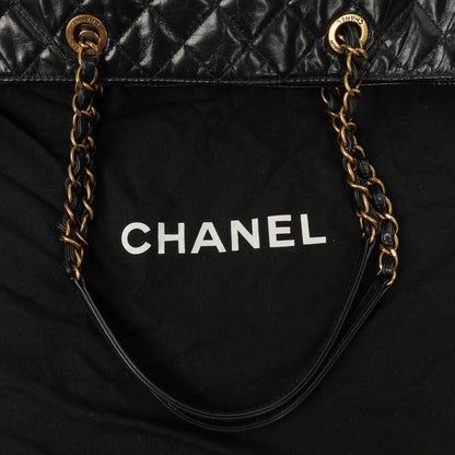 Chanel Große Tote Tasche mit Fronttasche aus glänzendem gestepptem Kalbsleder mit goldfarbenen Beschlägen 2014/2015